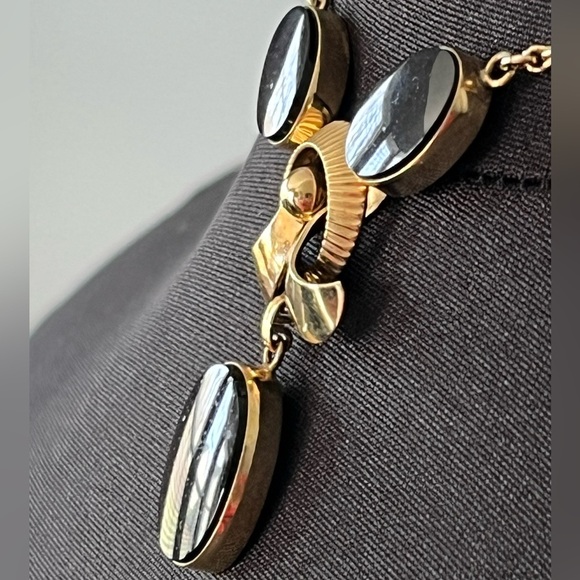 Vintage Van Dell 1/20 12K Gold Filled Black Opal Necklace and Earrings - Picture 8 of 15